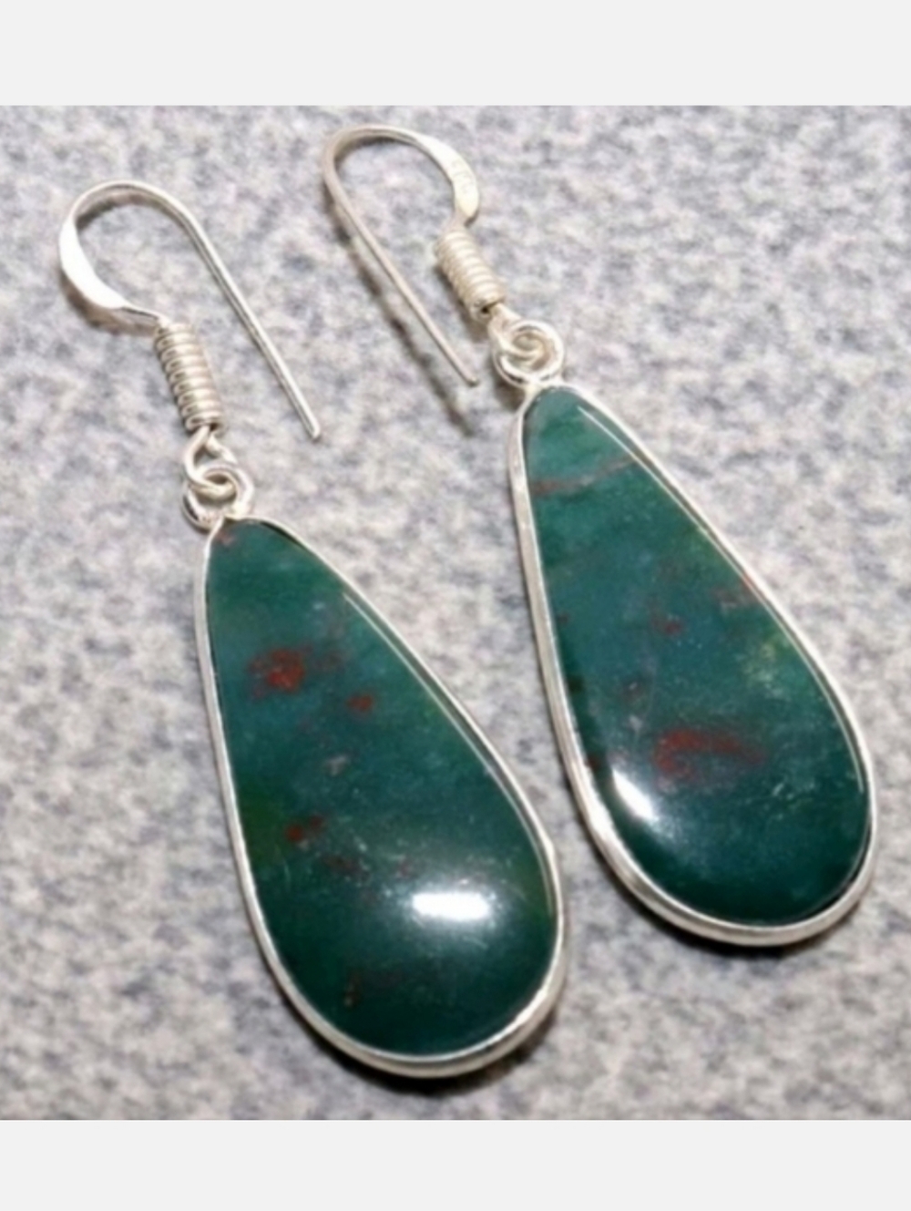 Bloodstone Gemstone 925 Sterling Silver Handmade Drop Dangle Earrings
